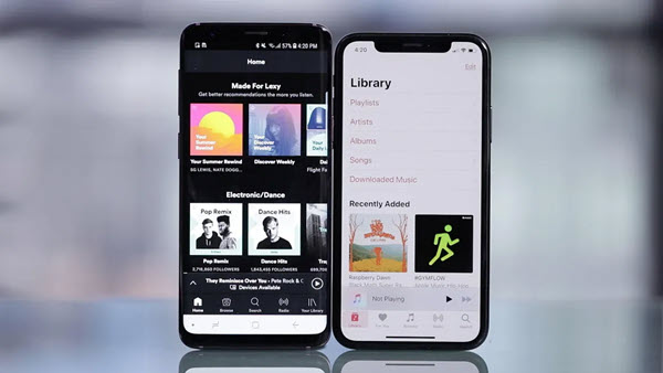 Musikbibilothek von Spotify und Apple Music