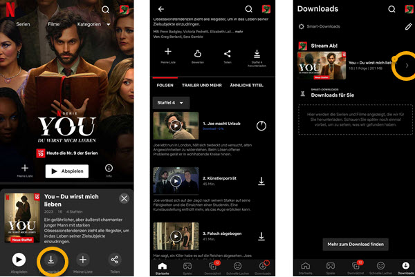 Gedownloadete Netflix Filme anzeigen