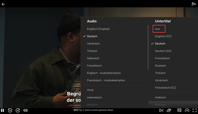 Netflix Untertitel deaktivieren auf dem PC