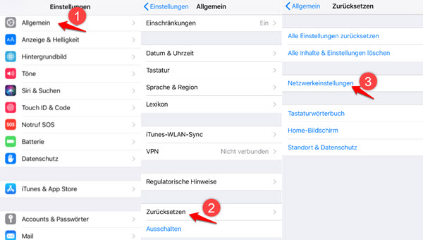 Netzwerkeinstellungen zurücksetzen iPhone