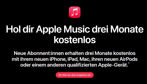 Neue Geräte Apple Music kostenlos nutzen