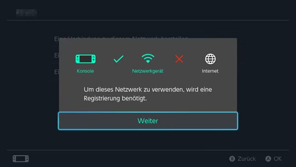 Nintendo Switch Netzwerk bestätigen