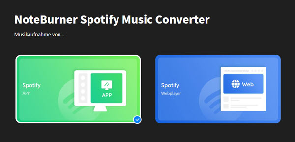 Noteburner Spotiify Converter Oberfläche