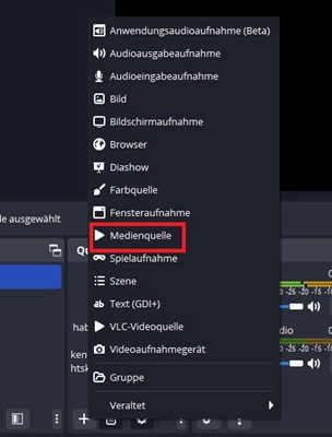 OBS Medienquelle auswählen