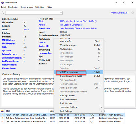 OpenAudible AAX in MP3 umwandeln