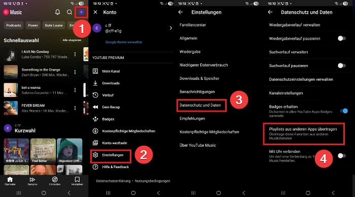 Playlists auf YouTube Music importieren