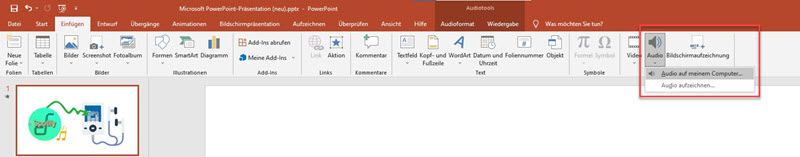 Audio auf dem Computer PowerPoint