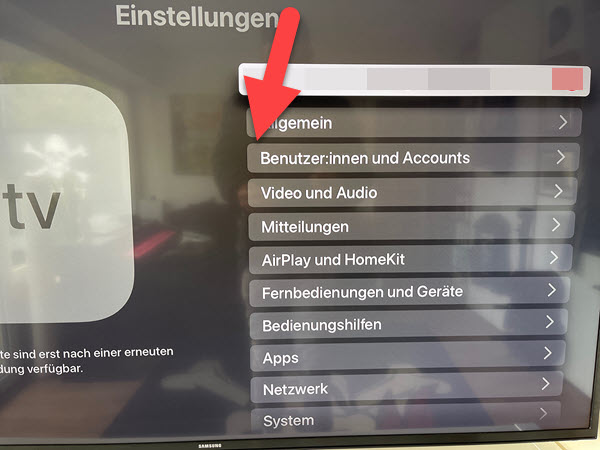 Privatfreigabe aktivieren auf Apple TV