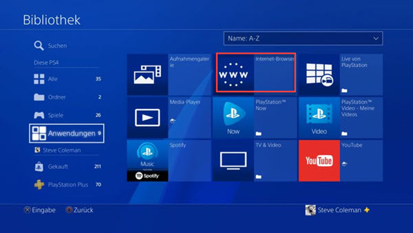 PS4 Internet-Browser