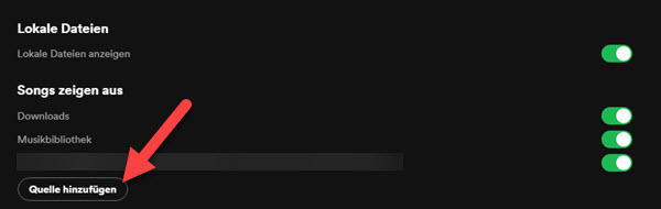 Quelle hinzufügen bei Spotify App