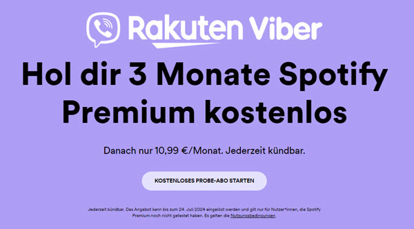 3 Monate Spotify Premium kostenlos mit Rakuten Viber erhalten