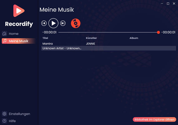 Spotify Aufnahme anzeigen Recordify
