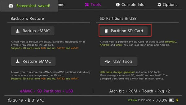 SD Karte Partition