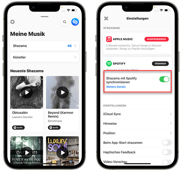 Shazam Playlist mit Spotify synchronisieren