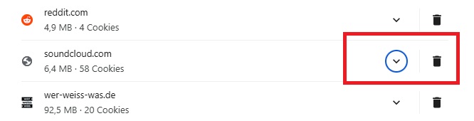 SoundCloud-Cookies löschen