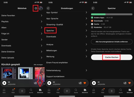 SoundCloud-App-Cache leeren