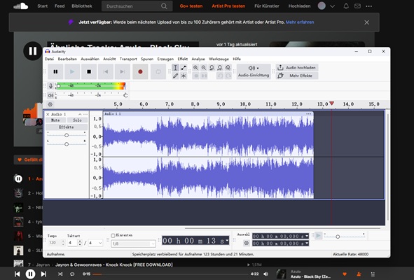 SoundCloud in MP3 aufnehmen mit Audacity