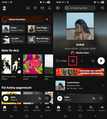 SoundCloud-Musik auf Android herunterladen mit Abo