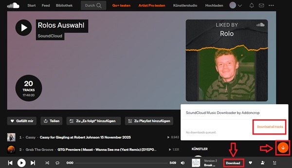 SoundCloud-Musik mit Addoncrop SoundCloud Music Downloader herunterladen