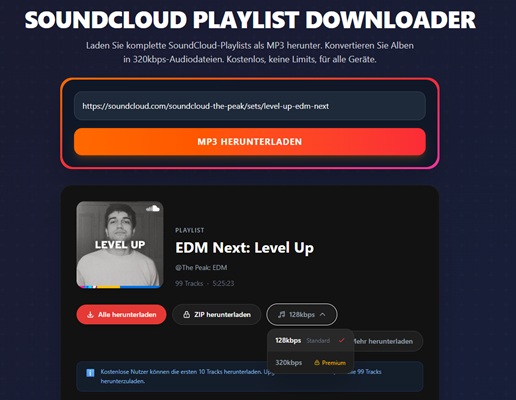 SoundCloud-Musik online mit SCDownloader konvertieren