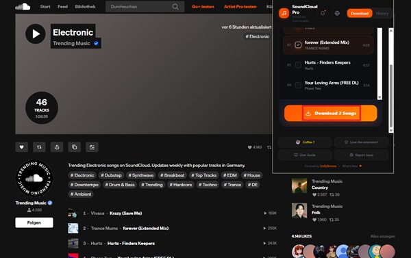 Mit SoundCloud Enhanced Pro SoundCloud-Musik herunterladen