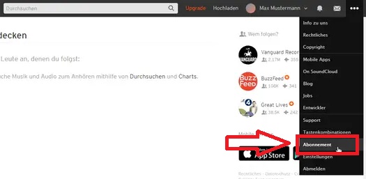 SoundCloud Webplayer Abonnement