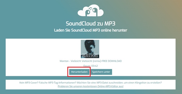 SoundCloud zu MP3 herunterzuladen mit CloudMP3