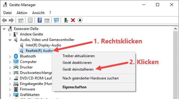 Soundtreiber vollständig deinstallieren