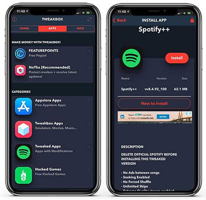 Spotify++ im TweakBox installieren