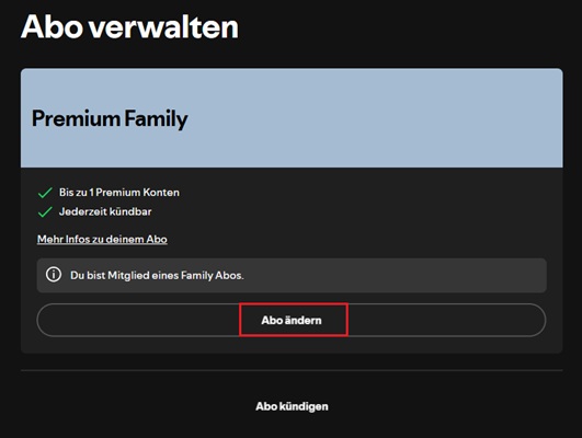 Spotify Abo ändern