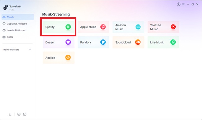 Spotify als Plattform auswählen