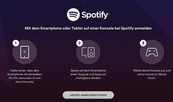 Spotify auf PS4/PS5 mit anderen Methoden anmelden