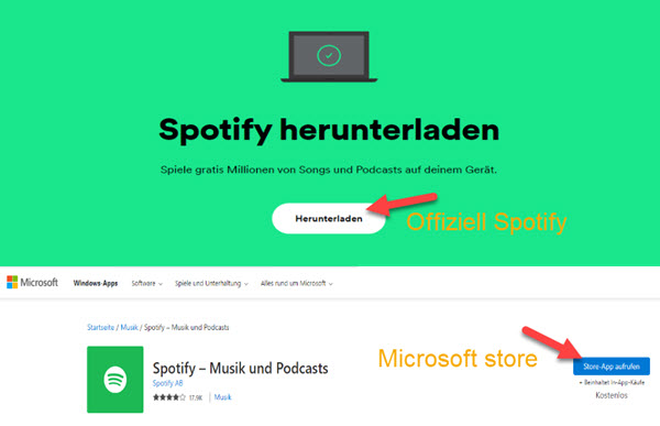 Spotify App herunterladen auf dem PC