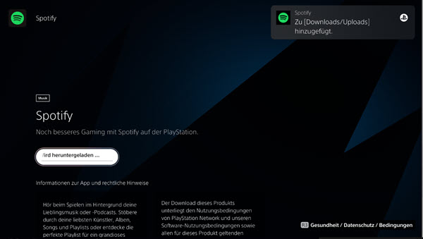 Spotify auf PS5 herunterladen