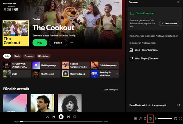 Spotify auf Apple TV streamen über Spotify Connect PC