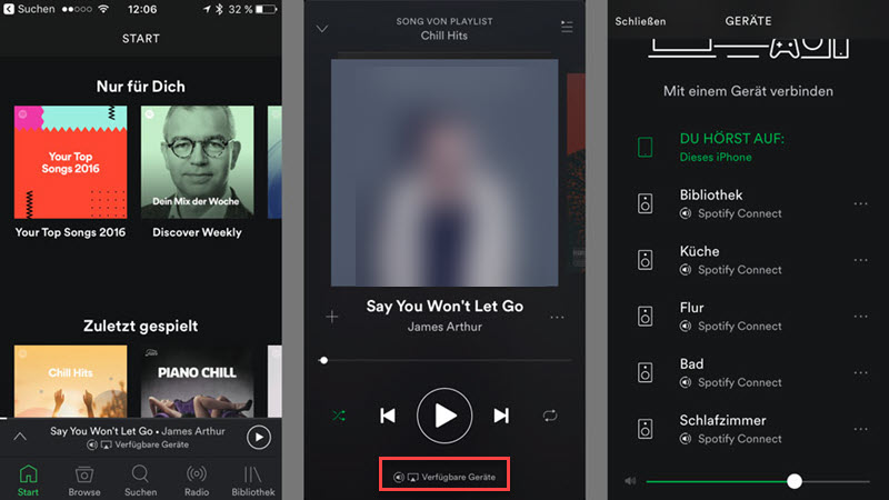  Spotify auf Apple TV streamen über Spotify Connect