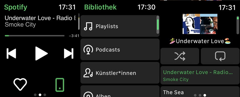 Spotify auf Apple Watch abspielen via iPhone