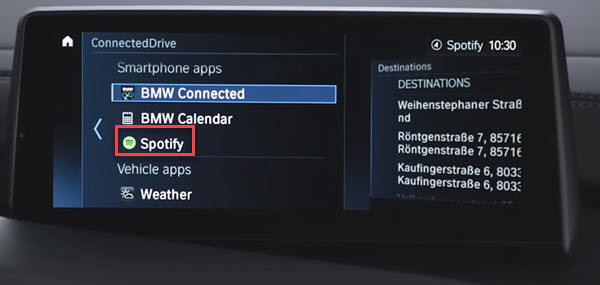 Spotify auf ConnectedDrive auswählen