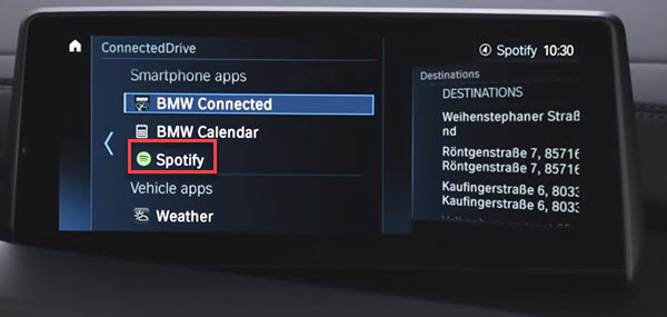Spotify auf ConnectDrive auswählen