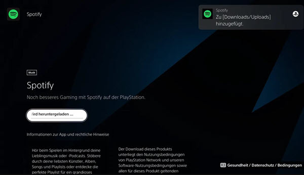 Spotify auf PS5 installieren