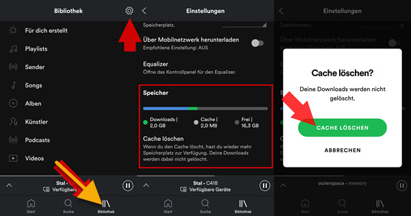 Spotify Cache löschen iPhone