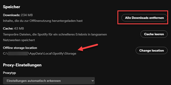 Spotify Cache löschen