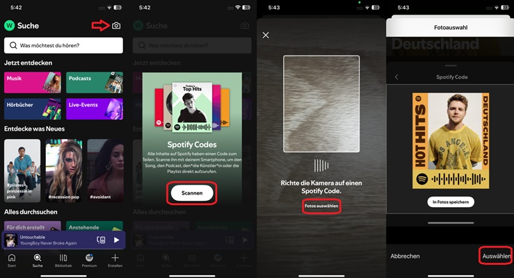 Spotify Code scannen mit der Spotify-App