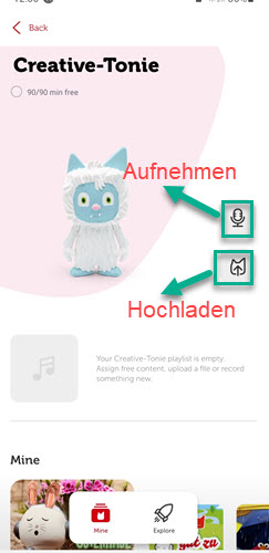 Spotify MP3 Datei auf Mytonies App hochladen