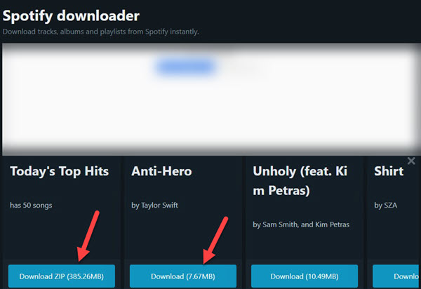 Spotify to MP3 mit online Spotify Downloader