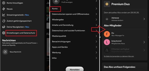 Spotify Duo Mitglied einladen