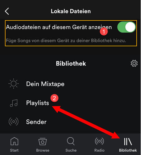 Spotify eigene Musik hochladen iPhone