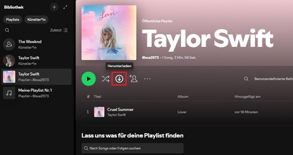 Spotify einzelne Songs herunterladen PC