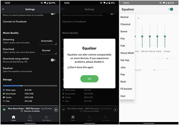 Spotify Equalizer auf dem Android-Gerät