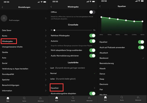 Spotify Equalizer auf dem iOS-Gerät